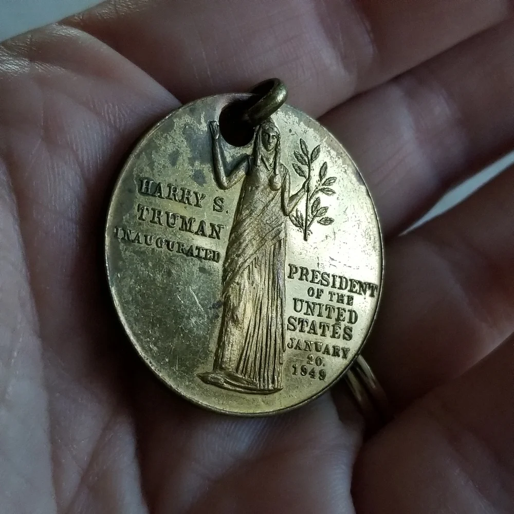 Vintage Harry Truman Inaugural coin pendant charm president political